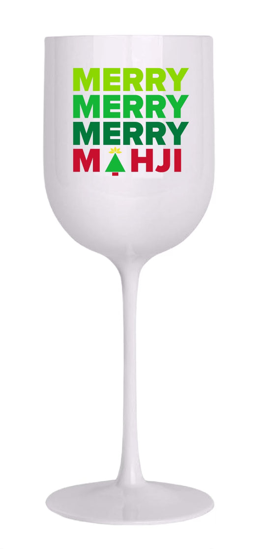 MERRY MERRY MEERY MAHJI  WINE GLASS