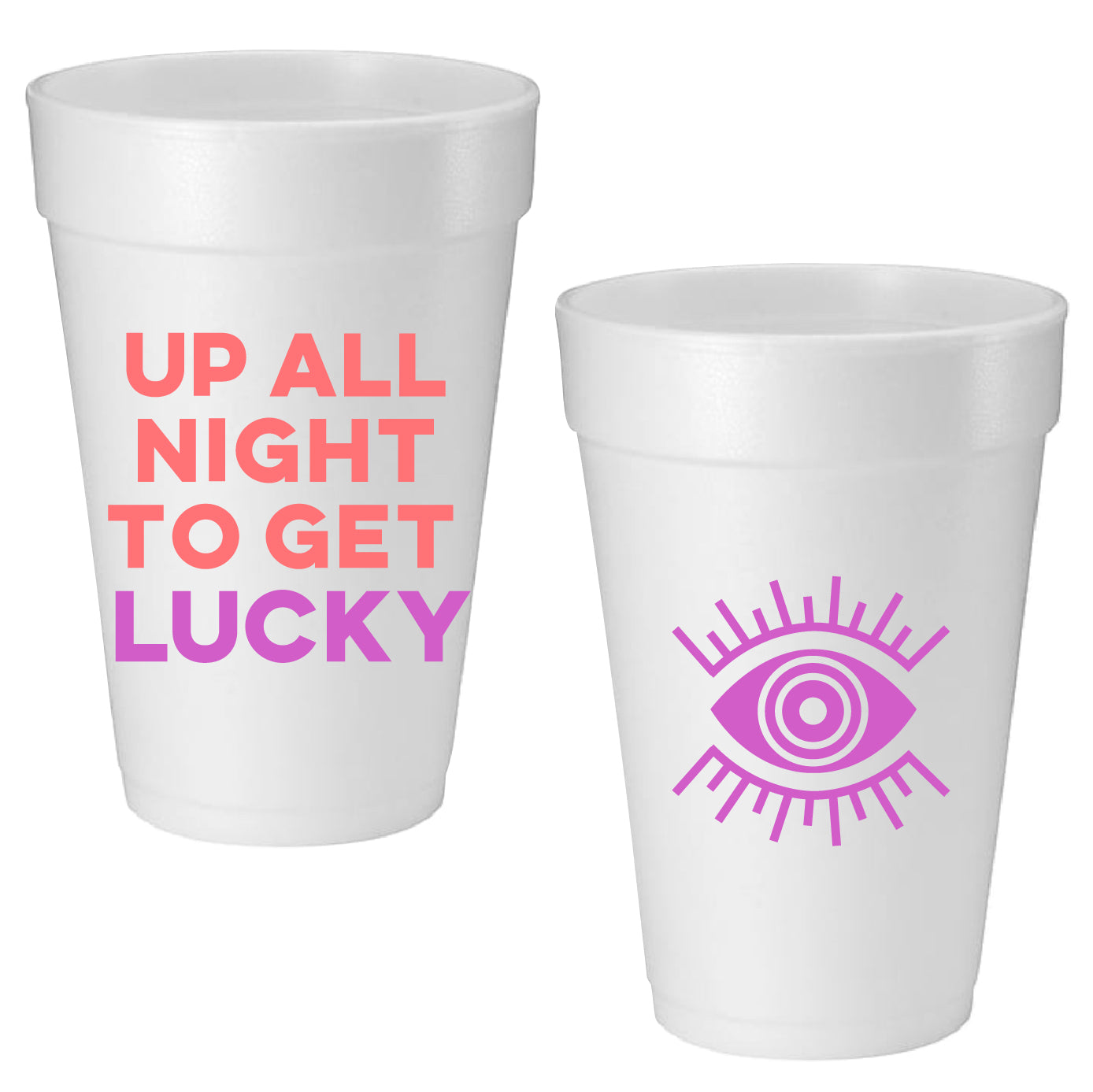 MAHJI MAMAS X TML                     “UP ALL NIGHT TO GET LUCKY” MAHJONG FOAM CUPS