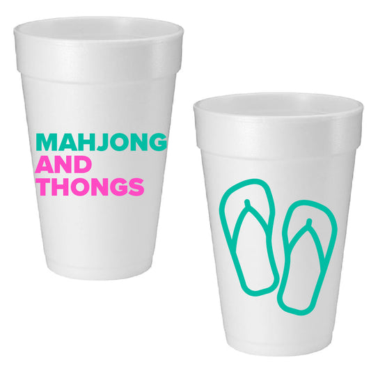 “MAHJONG AND THONGS" FOAM CUPS