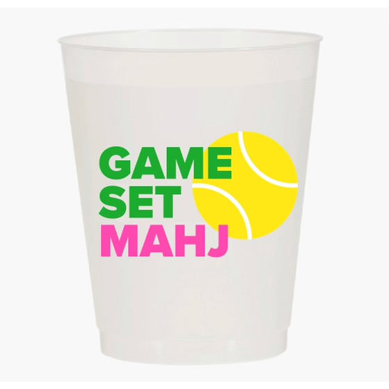 "GAME SET MAHJ" MAHJONG TENNIS FROST FLEX CUPS