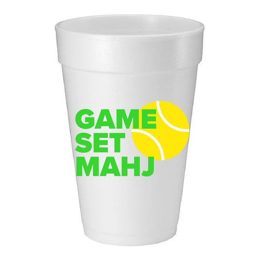 "GAME SET MAHJ" MAHJONG TENNIS FOAM CUPS